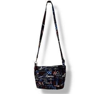 Patriotic USA Crossbody Bag Red White Blue Americana Flag Print Small Purse